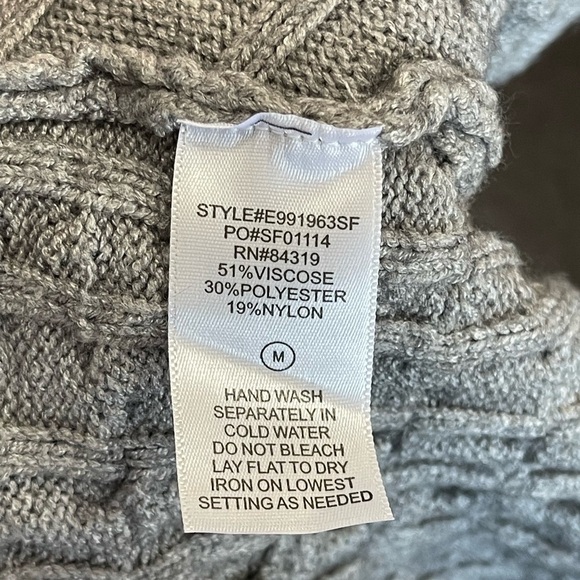 Evolution by Cyrus gray cable knit sweater cozy winter casual business size M - Picture 7 of 10